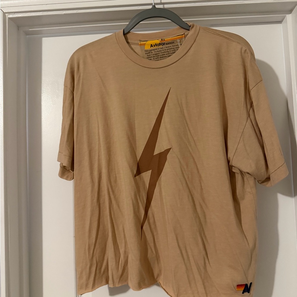 Aviator Nation Tan Lightning Bolt Tee